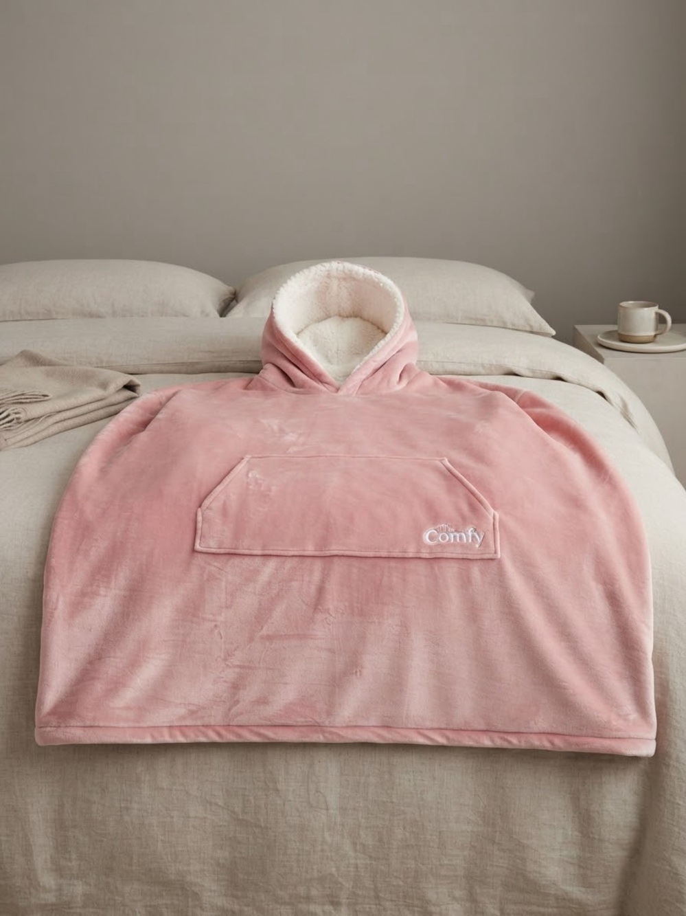 Comfy USA Plush Hooded Blanket - Blush Pink